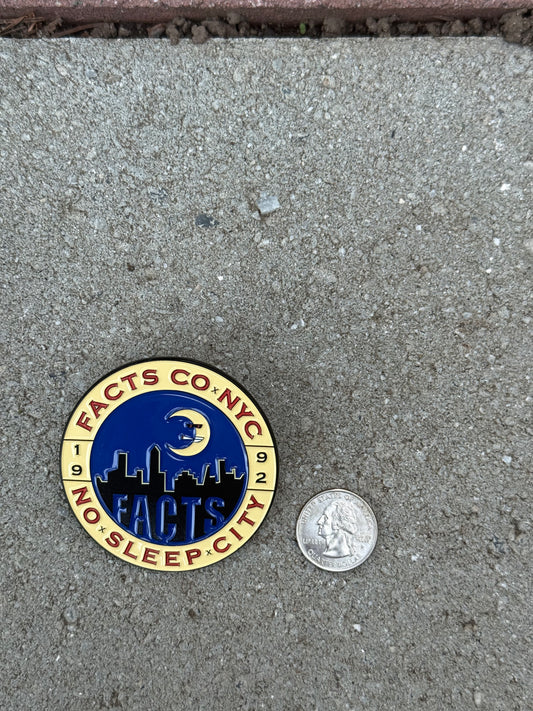 🚫😴🌃 No Sleep City Facts Co. XL Pin